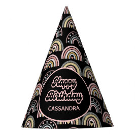 Chapéu De Festa Aquarela Pastel Boho Rainbow Love Black