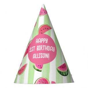 Chapéu De Festa Aquarela rosa, Fruta 1 num melão Aniversário