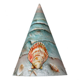 Chapéu De Festa Aquarela Tranquila de Mariscos de Pêssego e Laranj