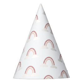 Chapéu De Festa Arco-Íris Rosa Pastel Primeiro Aniversário