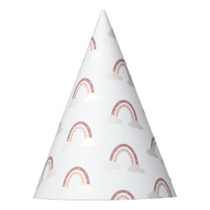 Chapéu De Festa Arco-Íris Rosa Pastel Primeiro Aniversário