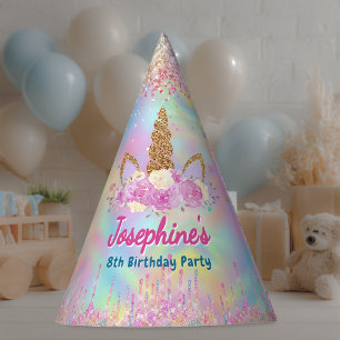 Chapéu De Festa Arco-íris Unicórnio rosa aqua aniversário personal