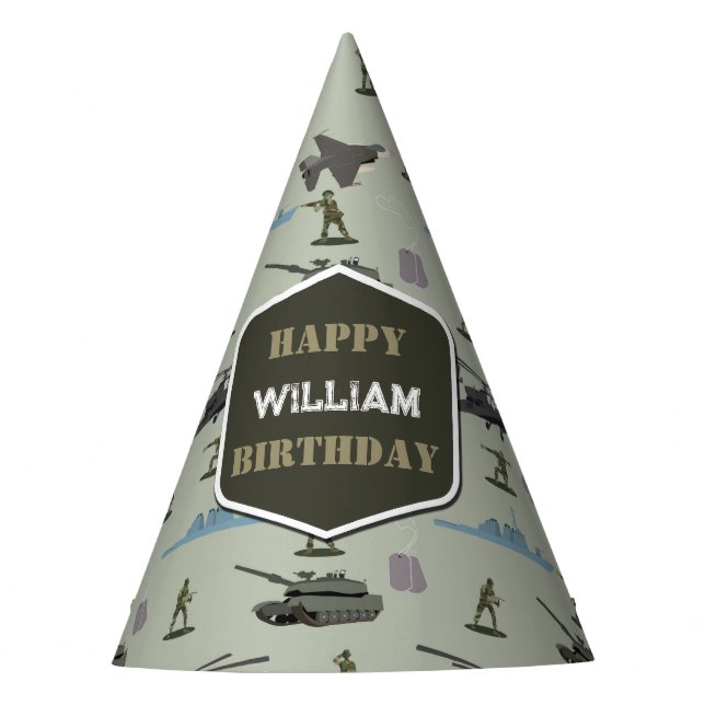 Chapéu De Festa Army Military Camouflage Green Camo Birthday (Frente)