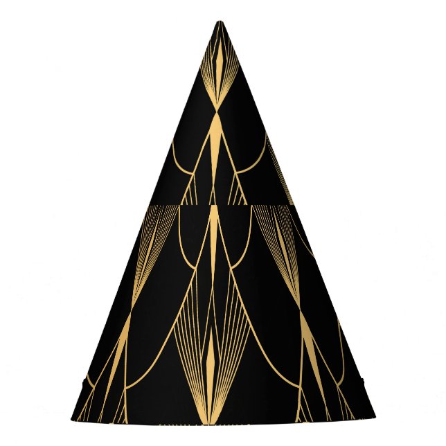 Chapéu De Festa Art Deco: Dourado Luxo sem costura preto (Frente)