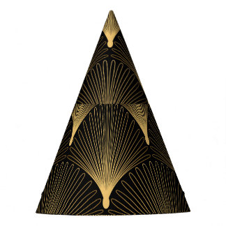 Chapéu De Festa Art Deco: padrão de ouro preto.