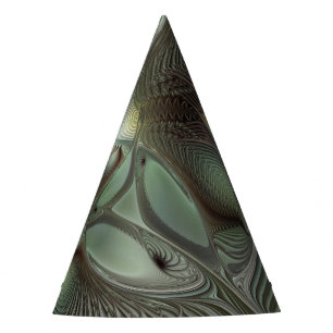 Chapéu De Festa Arte de fantasia fractal verde cinza sálvia oliva 