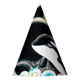 Chapéu De Festa Arte de tinta da família da baleia Orca
