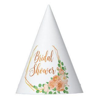 Chapéu De Festa Arte Floral e Dourada para Chás de Noiva Elegantes