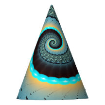 Arte fractal espiral azul turquesa laranja abstrat