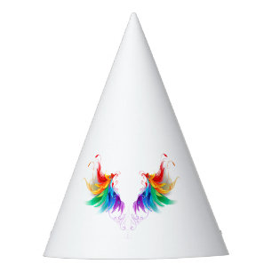 Chapéu De Festa Asas Fluffy Rainbow