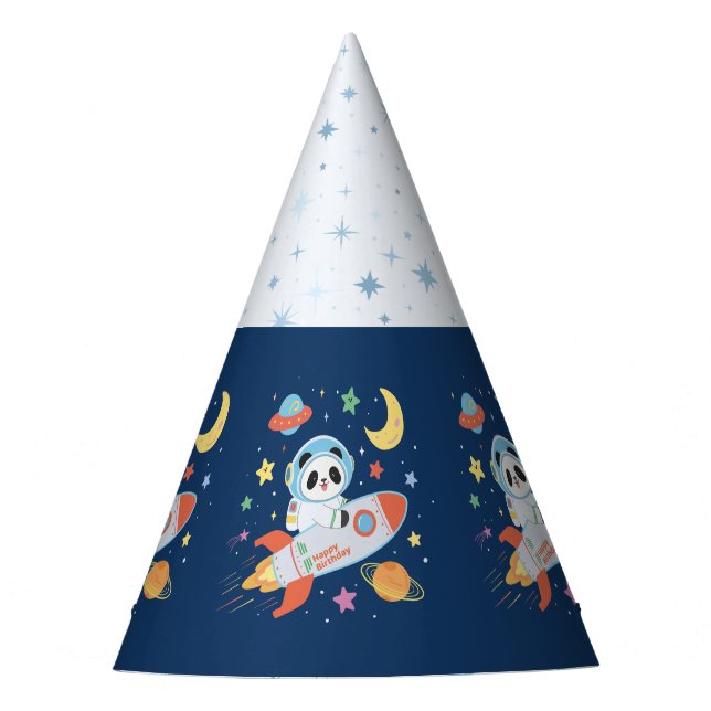 Chapéu De Festa Astronauta azul-e-laranja - Tema espacial para (Frente)