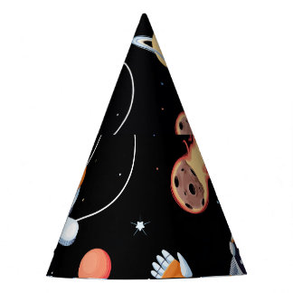 Chapéu De Festa Astronauta Rocket: Padrão Sem Vista do Espaço Vint