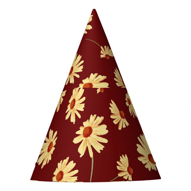 Chapéu De Festa Autumn Sunflower: Maroon Seamless Design (Frente)