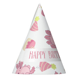 Chapéu De Festa Axolote Rosa Crianças Vamos Ter um Montão de Diver