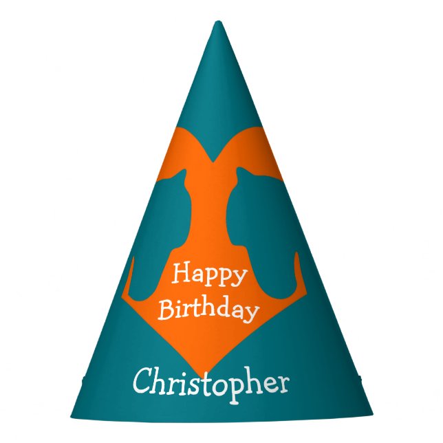 Chapéu De Festa Azul e cavalo personalizado laranja (Frente)