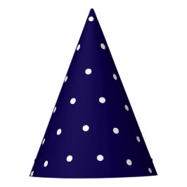 Chapéu De Festa Azul Escuro com Estilo de Ponto Branco