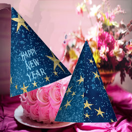 Chapéu De Festa Azul Espumante Ano Novo Estrelas de Brilho Motif F