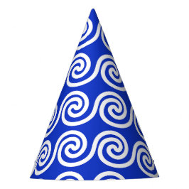 Chapéu De Festa Azul Padrão de Ondas Chave Meander Grego