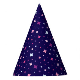 Chapéu De Festa Azul Rosa Estrelas Roxas Espaço Cósmico.