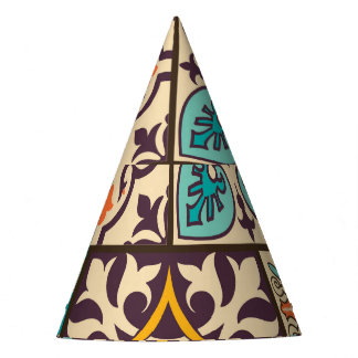 Chapéu De Festa Azulejo Colorido de Patchwork Islam Motifs