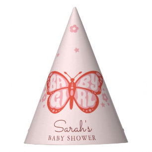 Chapéu De Festa Baby Girl Pink Butterfly Baby Gift Chá