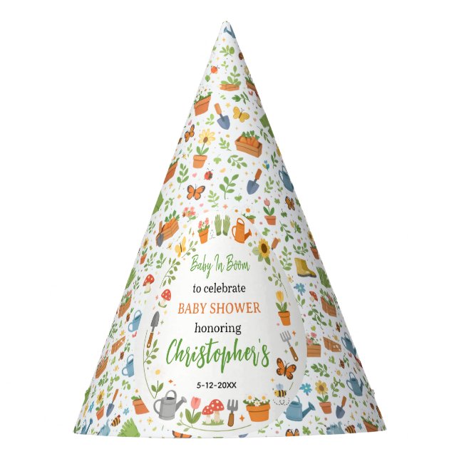 Chapéu De Festa Baby in Bloom Garden Baby Shower | Cute Floral  (Frente)