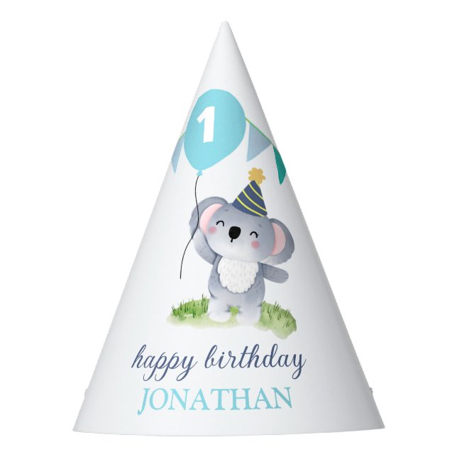 Chapéu De Festa Baby Koala Balloon Party Flag Birthday (Frente)
