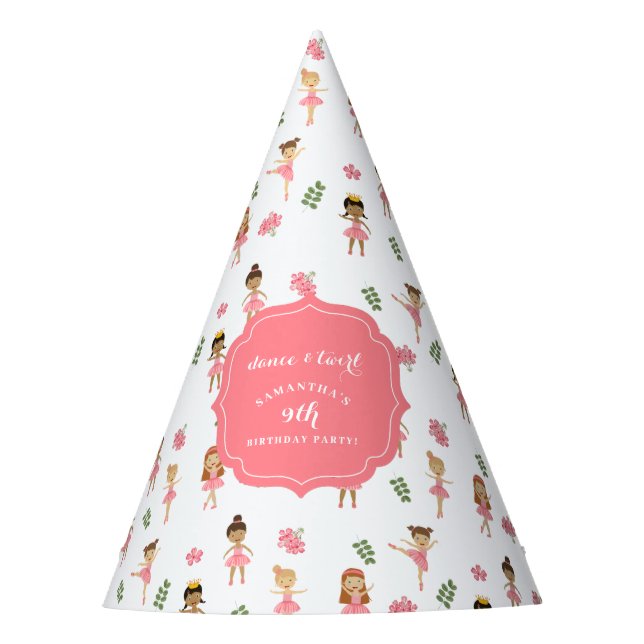 Chapéu De Festa Balé Dança e Ballerina Rosa Brilhante Aniversário (Frente)