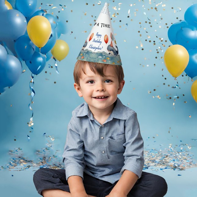 Chapéu De Festa Baleia Fofa de um Garoto do Tempo Aniversário (Criador carregado)