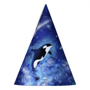 Chapéu De Festa Baleias Assassinas na Lua Cheia - Desenho - Azul 