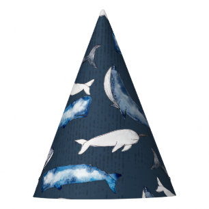 Chapéu De Festa Baleias de Aquarela