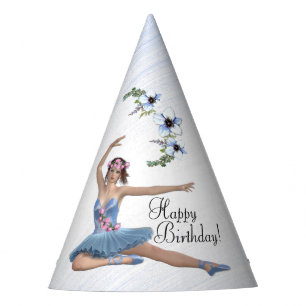Chapéu De Festa Ballerina em Azul Feliz Aniversário