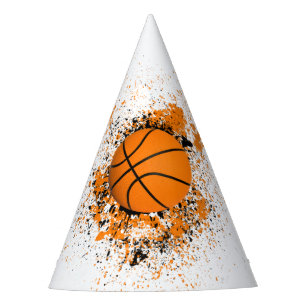 Chapéu De Festa Basquete Grunge Laranja Borrifado Preto Festa