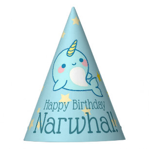 Chapéu De Festa Bebê bonito Narwhal personalizado com estrelas