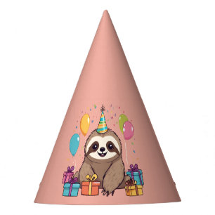 Chapéu De Festa Bela Garota Feliz Aniversário Rosa Animal Selvagem