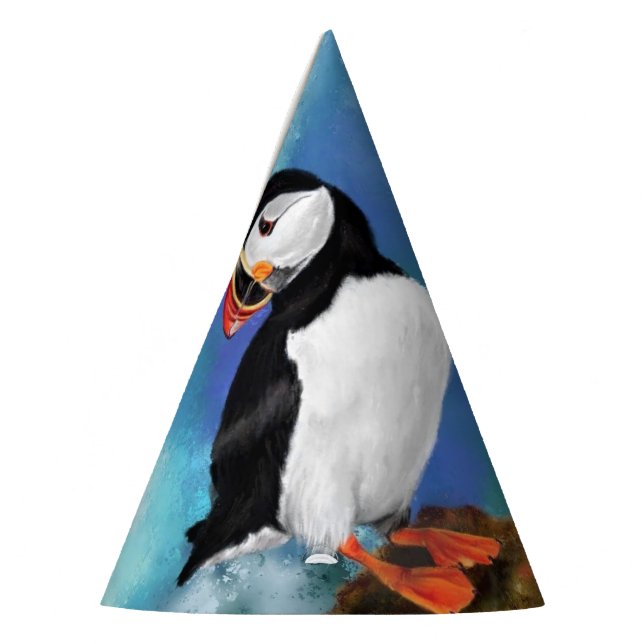 Chapéu De Festa Bela Pássaro de Puffin do Atlântico - Pintura (Esquerda)
