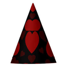 Chapéu De Festa Belo padrão cardíaco vermelho em preto