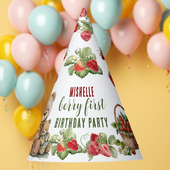 Chapéu De Festa Berry First Strawberry and Bear Birday (Criador carregado)