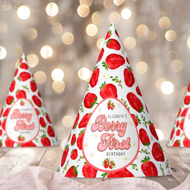 Chapéu De Festa Berry primeiro aniversario de Morango Vermelho Sim (Criador carregado)