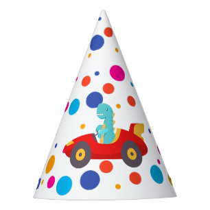 Chapéu De Festa Birthday Dinosaur Race car Garoto de Corrida Verme