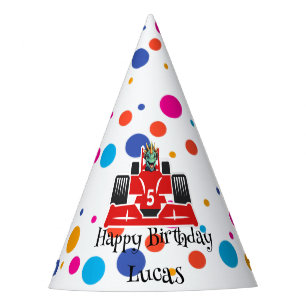 Chapéu De Festa Birthday Dinosaur Race car Garoto de Corrida Verme