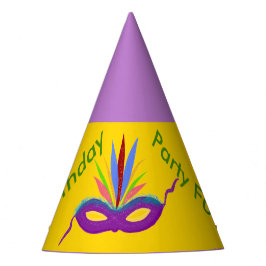 Chapéu De Festa Birthday Hats Purple Mardi Gras Mask Balloons