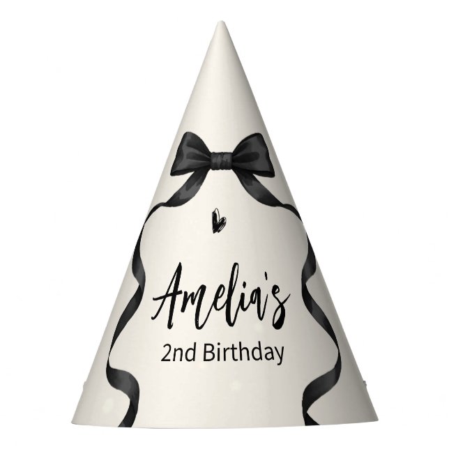 Chapéu De Festa Black Bow Birthday Any Age  (Frente)