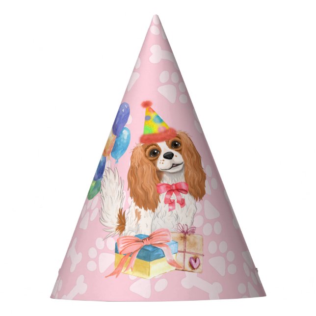 Chapéu De Festa Blenheim Cavalier King Charles Spaniel Birthday  (Frente)