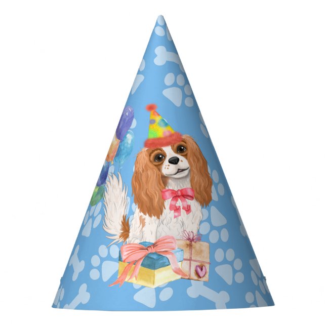 Chapéu De Festa Blenheim Cavalier King Charles Spaniel Birthday  (Frente)