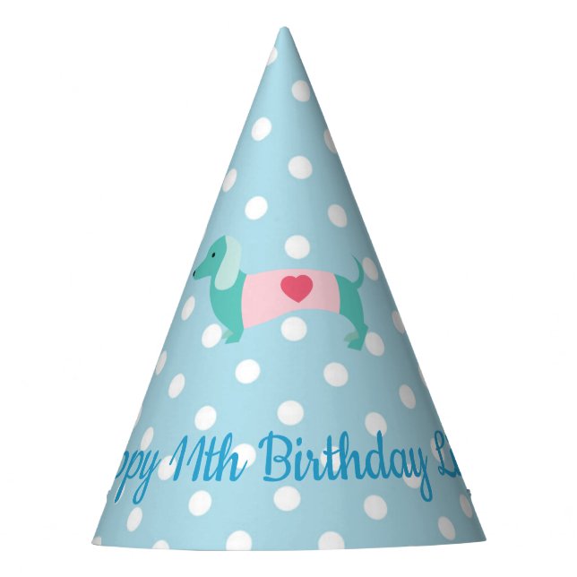 Chapéu De Festa Blue Dachshund Childrens Party Hat (Frente)