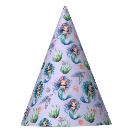 Chapéu De Festa Blue Mermaid Birthday Party Hat in Purple
