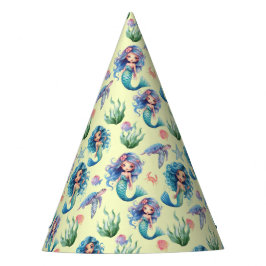 Chapéu De Festa Blue Mermaid Birthday Party Hat in Yellow