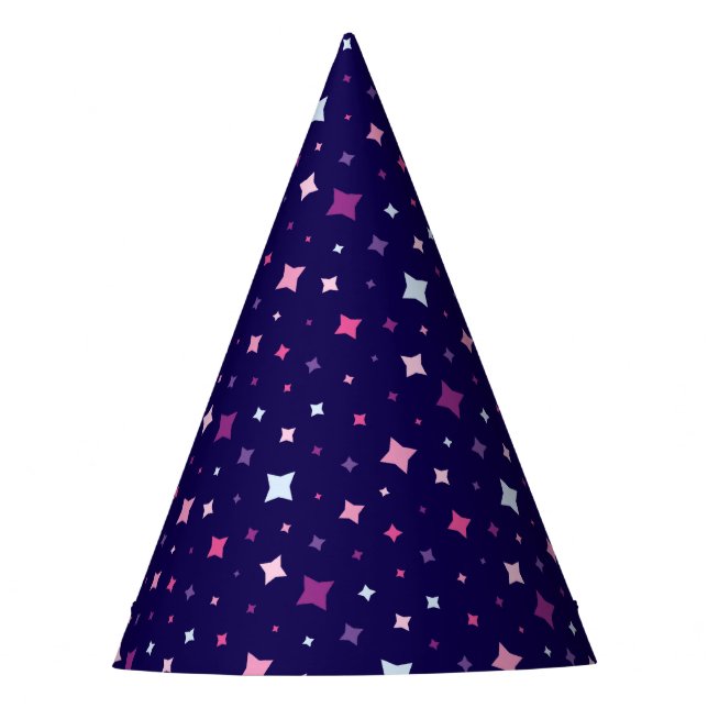 Chapéu De Festa Blue Pink Purple Stars Cosmic Space. (Frente)