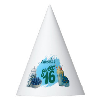 Chapéu De Festa Blue Sweet Sixteen Party Hats
